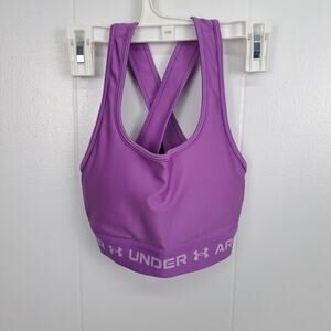 Under Armour Sports Bra XS Purple Criss Cross Back Logo‎ Band Flawed